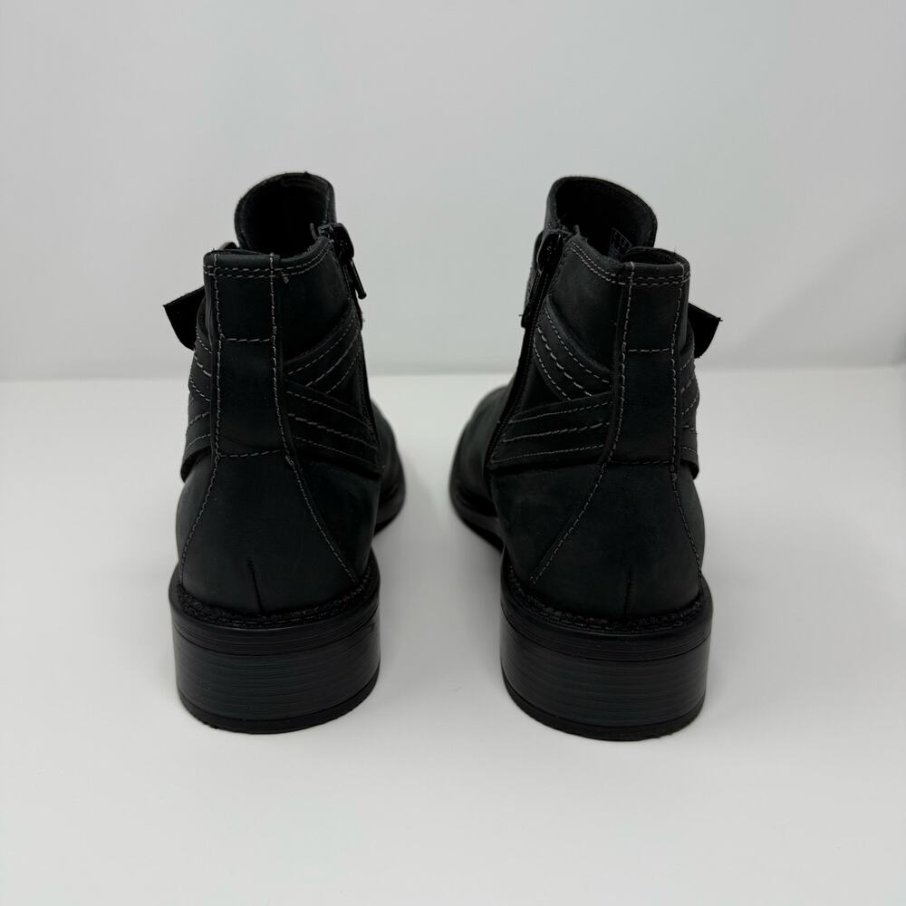 Clarks Collection Boots Women's 10 Black Leather Maye Strap Ankle Bootie Preppy - Picture 8 of 14